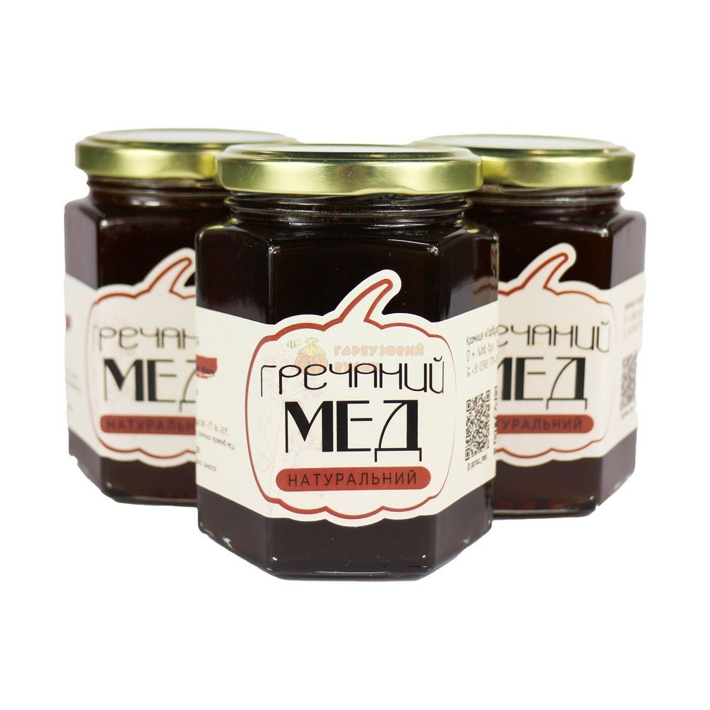 Мед гречаний 0,28л./скло банка шестикутна (фас. 0,35кг.) &ndash; фото