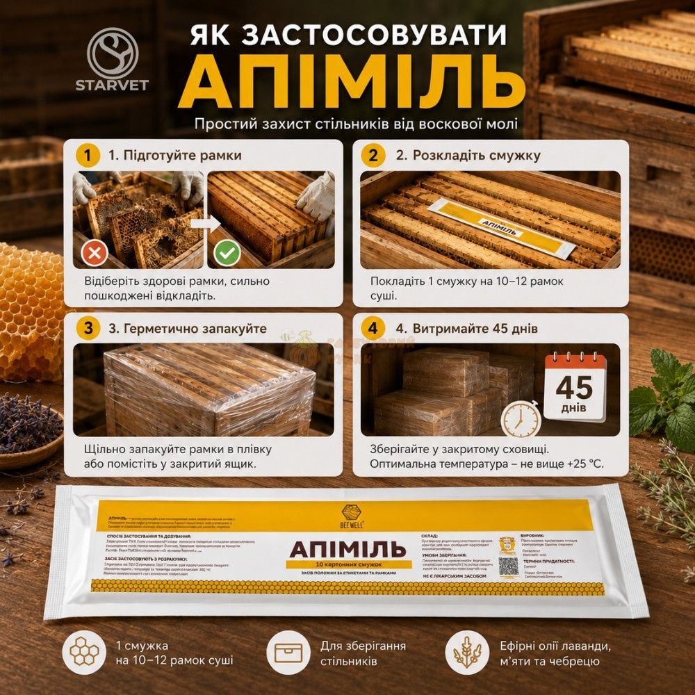 Апіміль (10 смужок на картоні) ТМ"BeeWell &ndash; фото